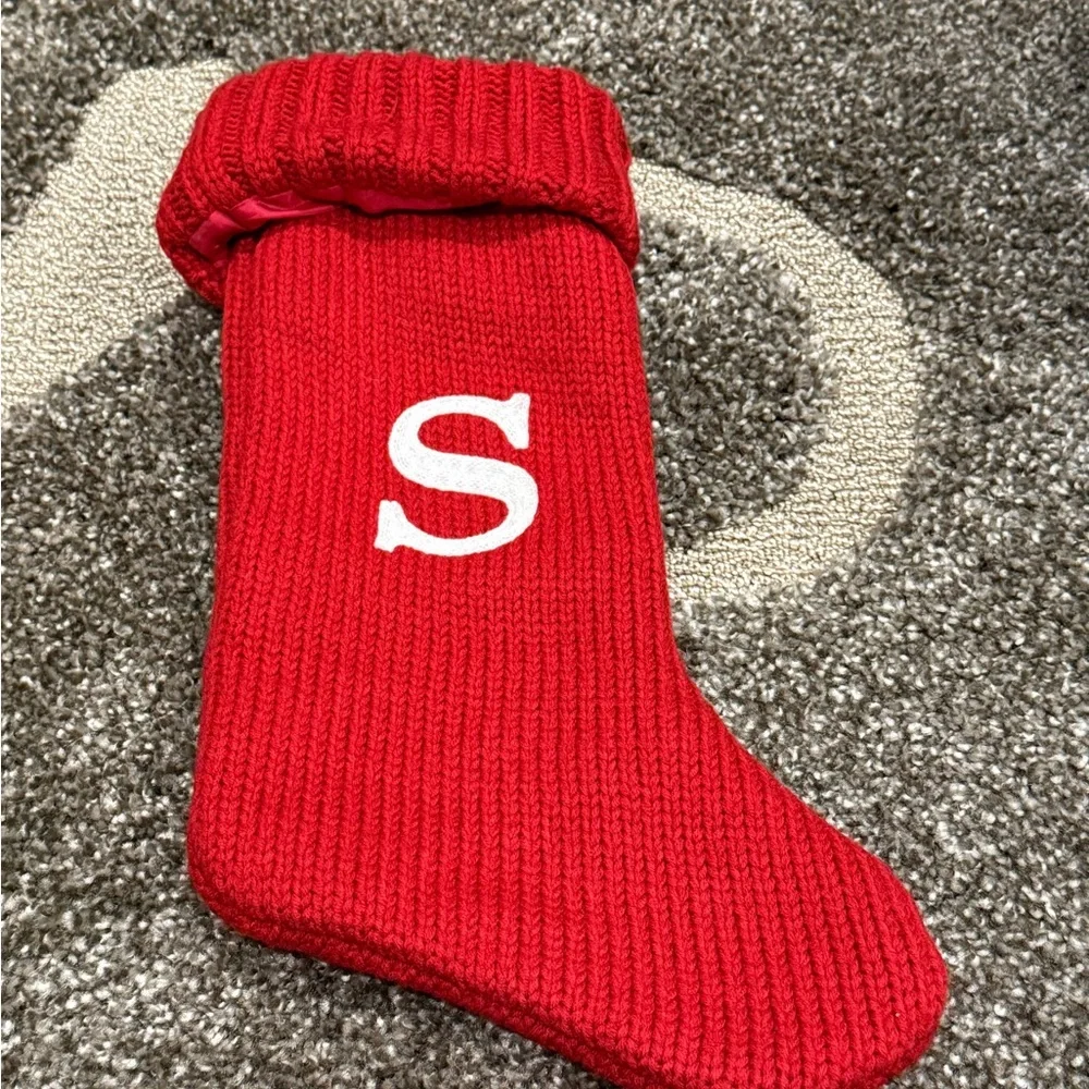 Vintage Kohl's St. Nicholas Square Letter S Knit Christmas Stocking